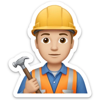 ein baurbeiter mit einem hammer sticker