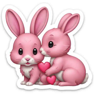 Kissing rabbit, profile, long ears, floating heart in front of mouth sticker