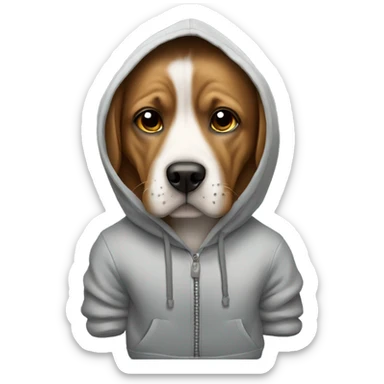 Dog wearing a hoodie sticker
