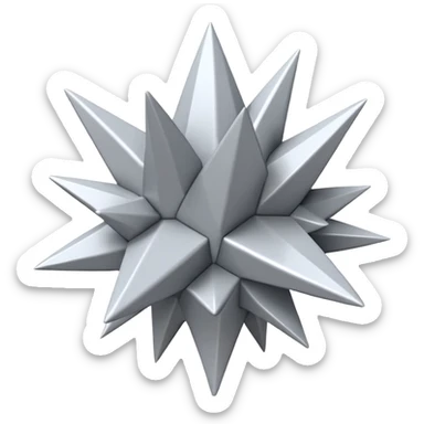 "iOS-style 3D emoji: single irregular jagged spike cluster in light gray and white, sharp edges, subtle glossy reflections, dynamic angles suggesting sudden impact; no circles, no faces, no text, abstract only sticker