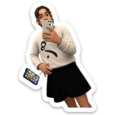 selfie in bedroom with phone sticker