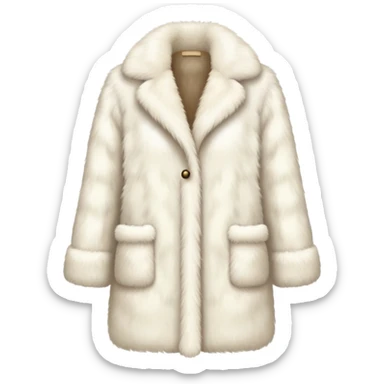 Realistic ivory faux fur coat sticker