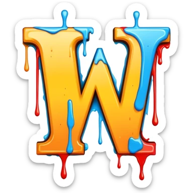 Graffiti the letter W with drippy paint  sticker