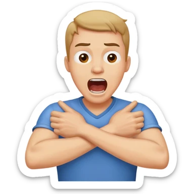 guy holding neck with arms crossed and screaming sticker