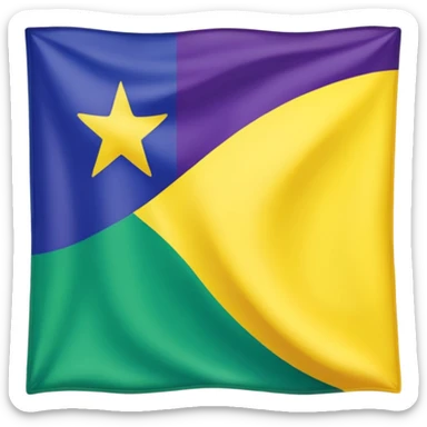 Bandera color azul amarillo morado y verde, seccionada en 4 partes iguales cuadradas sticker