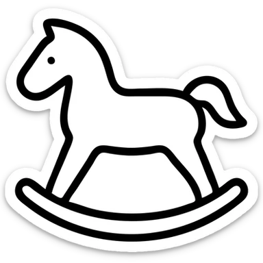 outlined rocking horse icon sticker