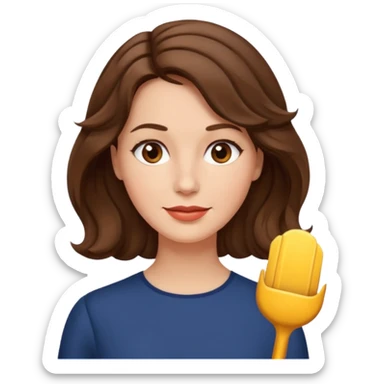 woman, 40s, chin-length wavy brown-ish hair sticker