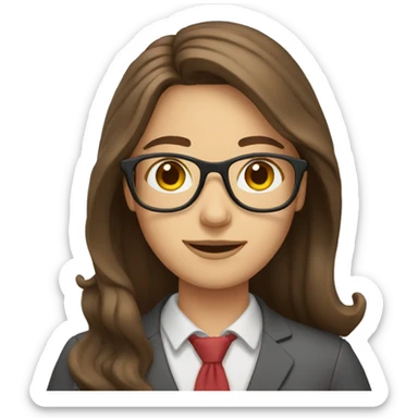 teacher with long brown hair and glasses sticker