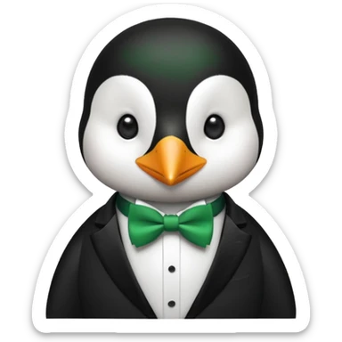 penguin with bow green tie  sticker