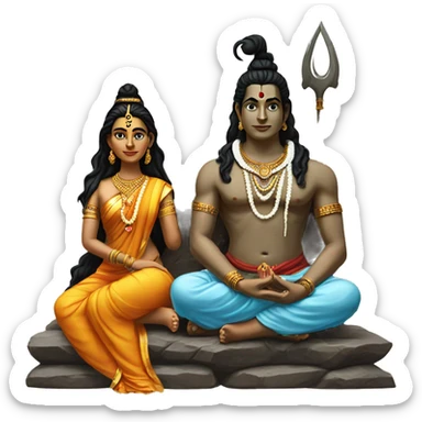 Lord shiva and parvathi sitting sticker