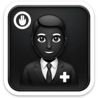 Administrator black shape S white glowing logo icon transparent background sticker