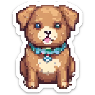 chubby cartoon dog pixel art sticker