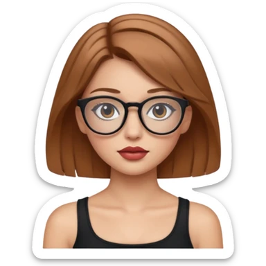Hafif kahverengi saçlı, beyaz tenli, gözlüklü, crop giyinen ,dolgun dudaklı,makyajlı bir kiz sticker