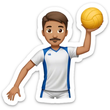 Boy with short-long middle part with goatee and mustache playing volleyball sticker
