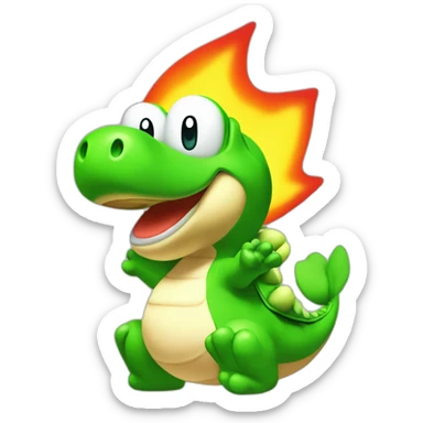 Yoshi from Mario Party shooting fire sticker