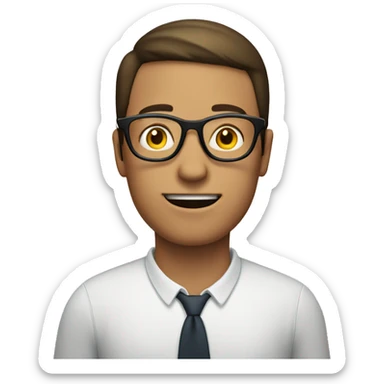 A man with glasses on, with half of the hand heart shape next to his face sticker