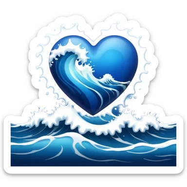 dark blue heart with sea waves sticker