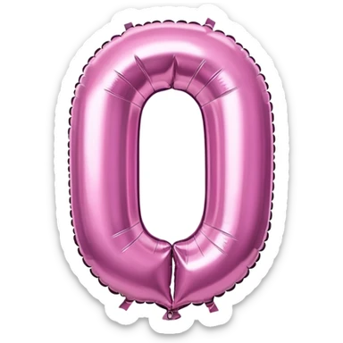 Pink foil balloon in the shape of a number 0 sticker