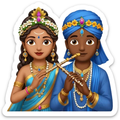 Radha rani and lord sri krishna play flute sticker