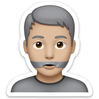 face with duct tape across the mouth sticker