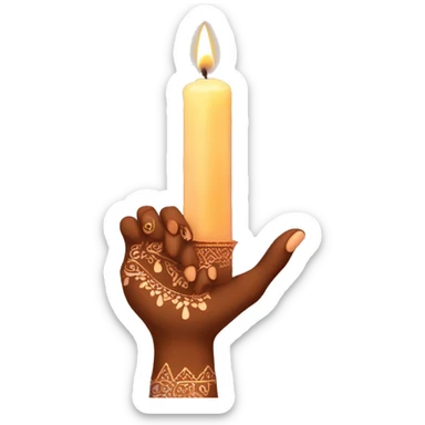 hand with henna holding candle sticker