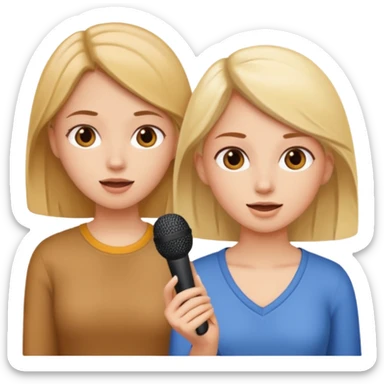 two girls practice speaking  sticker