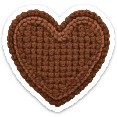 Crocheted brown heart sticker