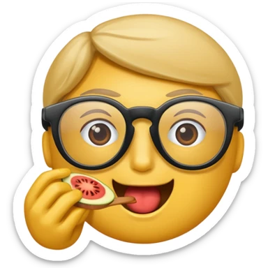 Cara con una cara con gafas que gafas comiendo sticker