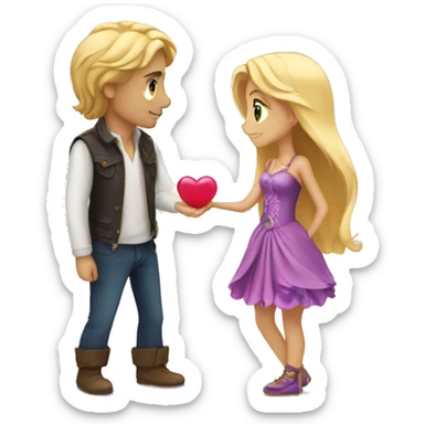 Love magic between a guy and a blond girl  sticker