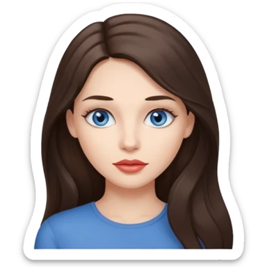 Woman with fair skin long brunette hair grey blue eyes and full lips sticker