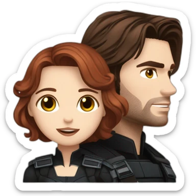 Bucky Barnes with Natasha Romanoff sticker