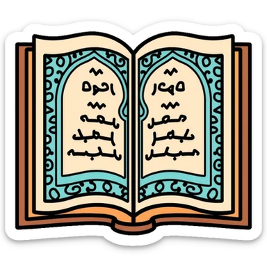 Quran mushaf holy book with Islamic decorative patterns and Arabic calligraphy sticker