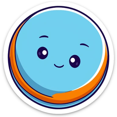 Jupiter planet with distinctive orange and white bands and a cute sad face sticker