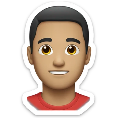 Guy with red t-shirt black hair light skin blue eye sticker