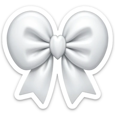 white heart with white bow sticker