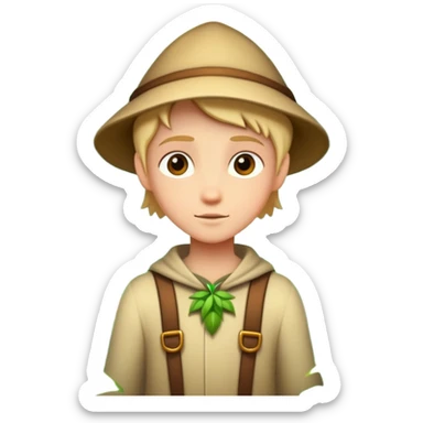 person exploring an enchanted forest sticker