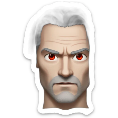 T800 robot witcher long hair red eye sticker