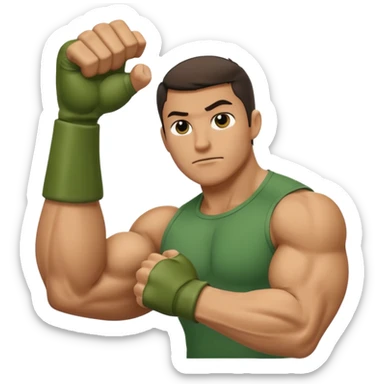 green arm with clenched fist and muscle forearm  sticker