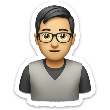 Asian geek coding sticker