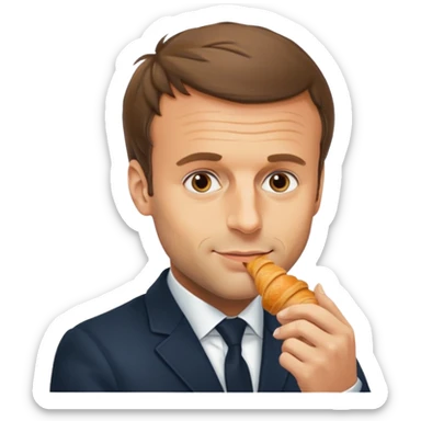 Emmanuel Macron eating croissant sticker
