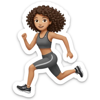 Treino de corrida feminino morena cacheada cabelos cumpridos caindo nas costas sticker