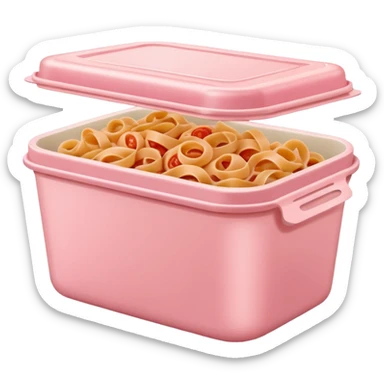 pastel pink food container with tomato pasta inside sticker