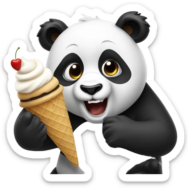 Panda eating ice cream sticker