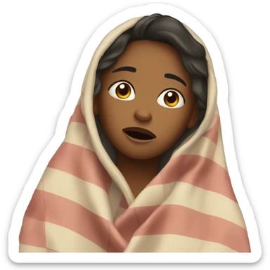 a girl crying with a blanket  sticker