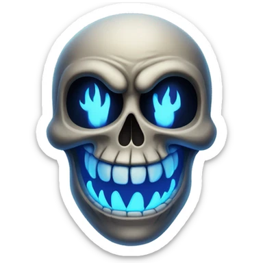 Evil skull with blue flames sticker