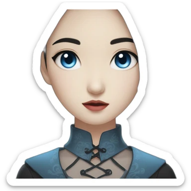 chinese girl black hair and blue eyes wearing gothic clotes sticker