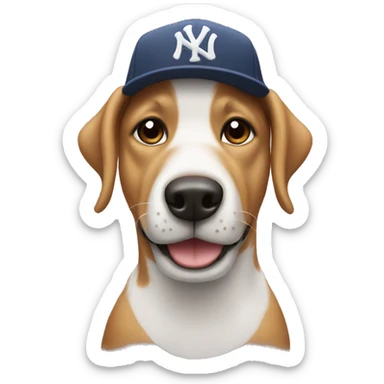 dog with yankee hat  sticker