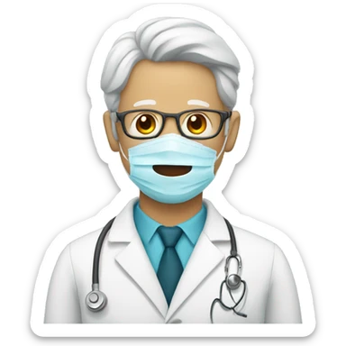 man with doctor's mask sticker