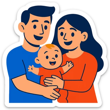family with mom, dad, and baby sticker