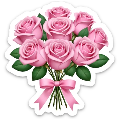 pink rose bouquet with pink ribbons  sticker